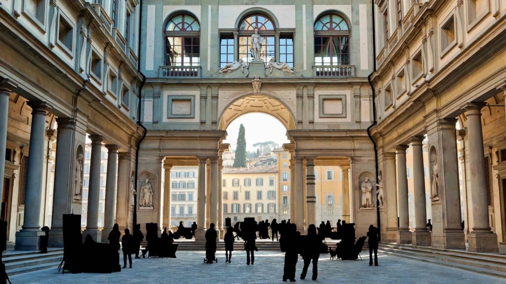 Vue sur la galerie des offices Florence Italie