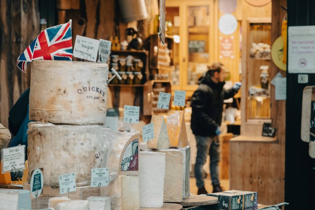 Fromages anglais dans un magasin de Londres